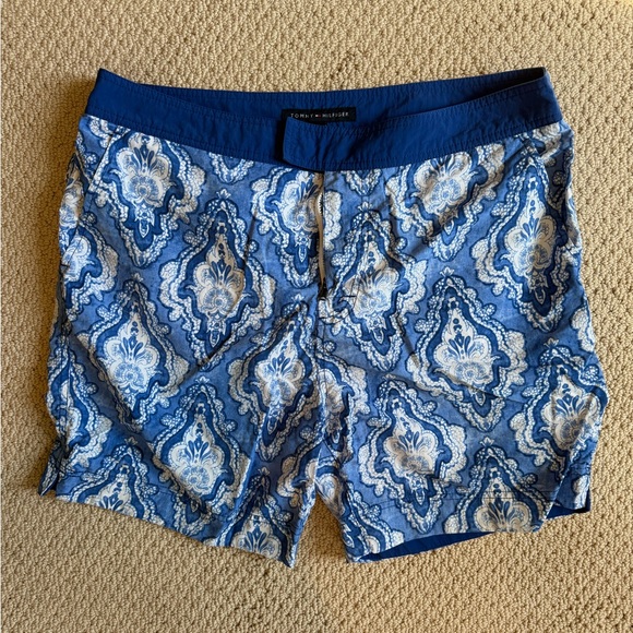 Tommy Hilfiger Blue and White Mesh Swim Trunks - Picture 1 of 3